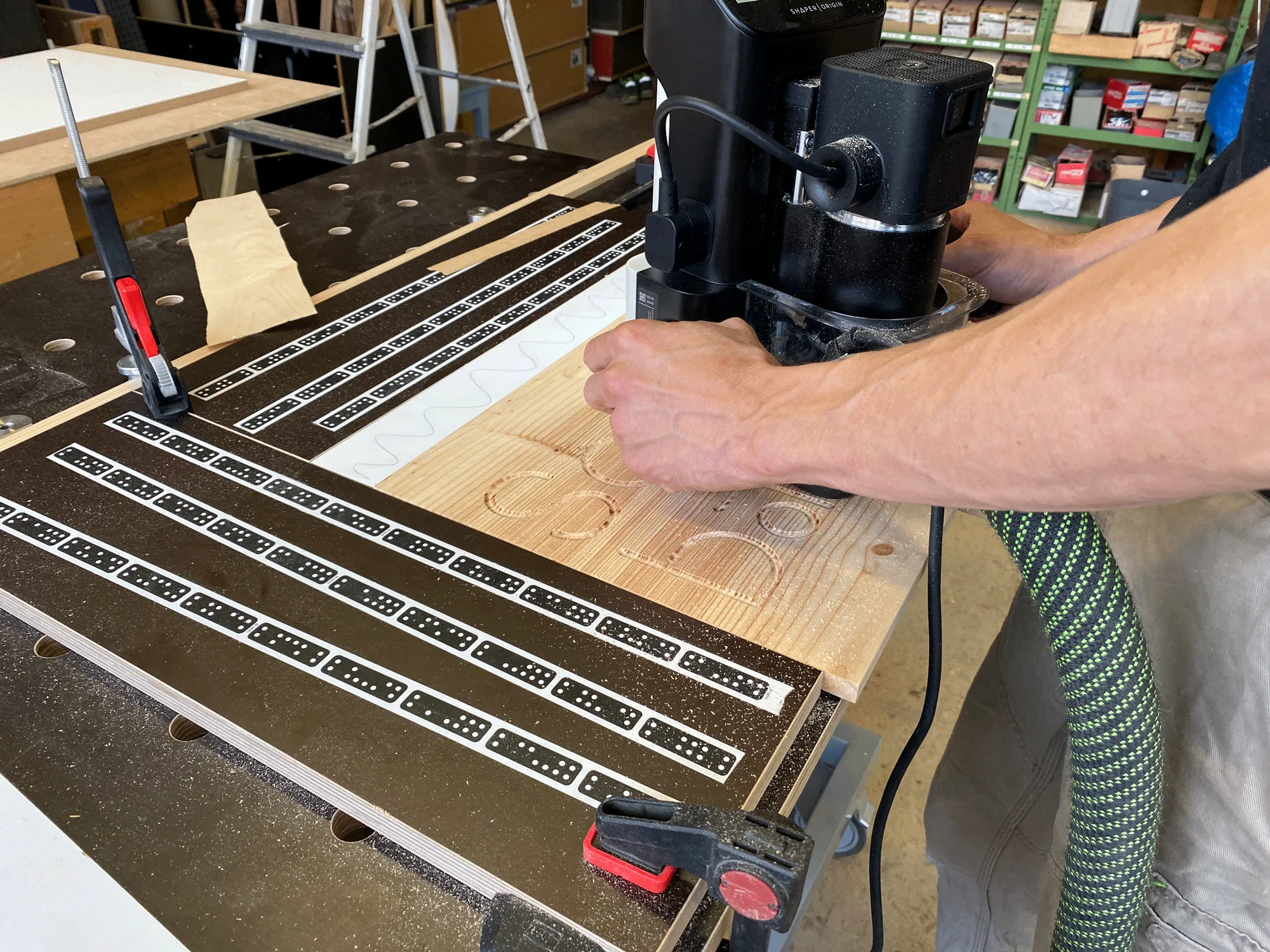 Photo of the carving process in wood